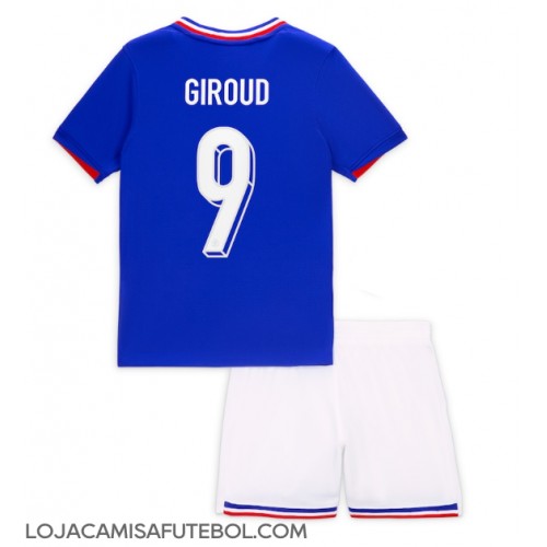 Camisa de Futebol França Olivier Giroud #9 Equipamento Principal Infantil Europeu 2024 Manga Curta (+ Calças curtas)